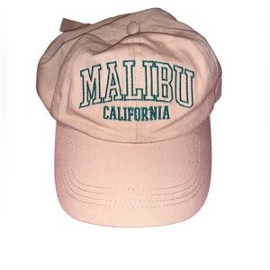 Tan Malibu California Cap with green embroidery